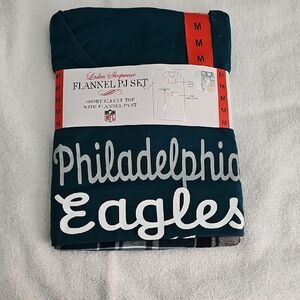 NFL Philadelphia Eagles Teal Flannel Pajama Set